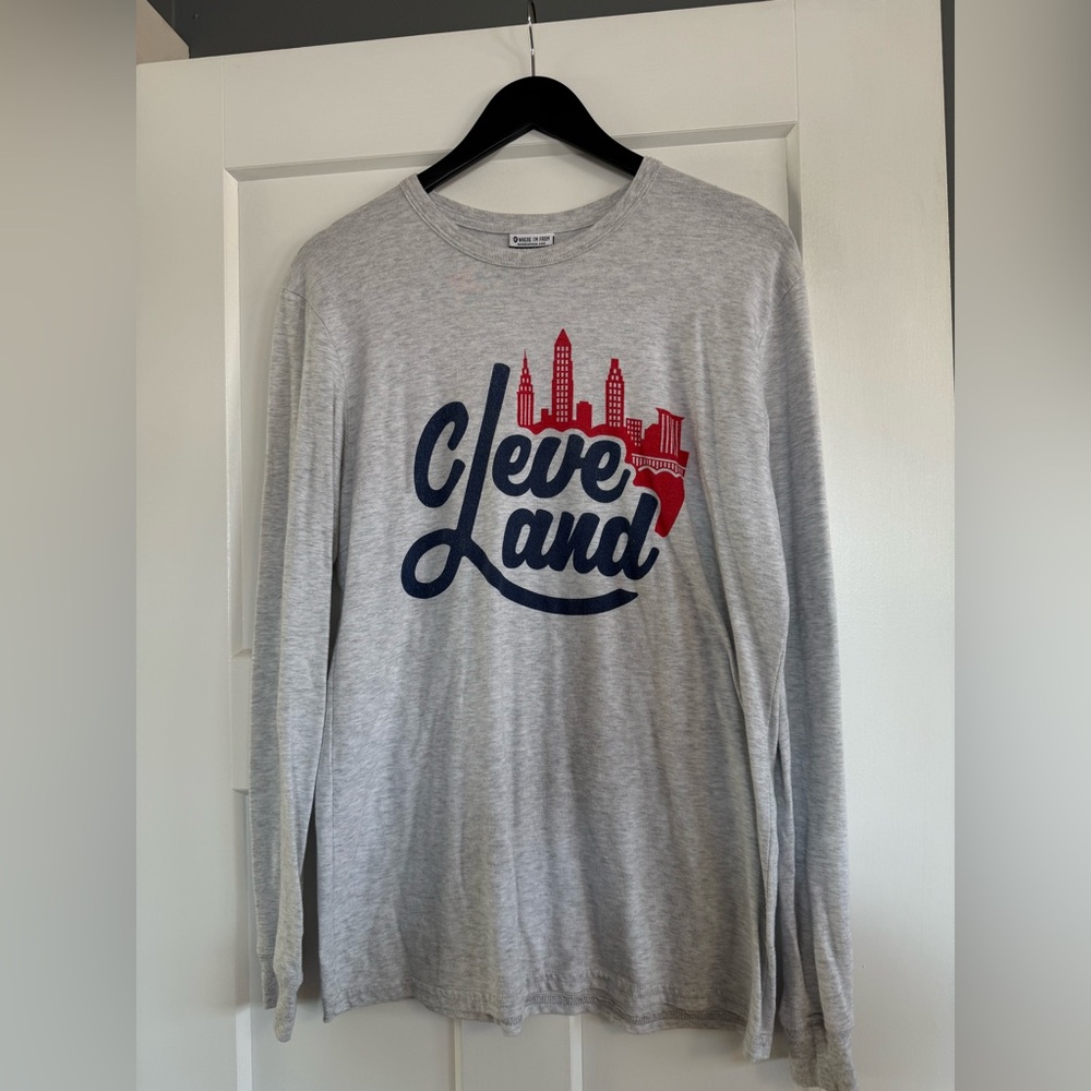 Gray Cleveland Skyline Long Sleeve Tee